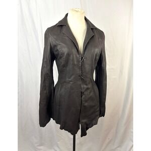 Michelle Julene Couture Leather Jacket Fitted Western OOAK Brown Rare Boho